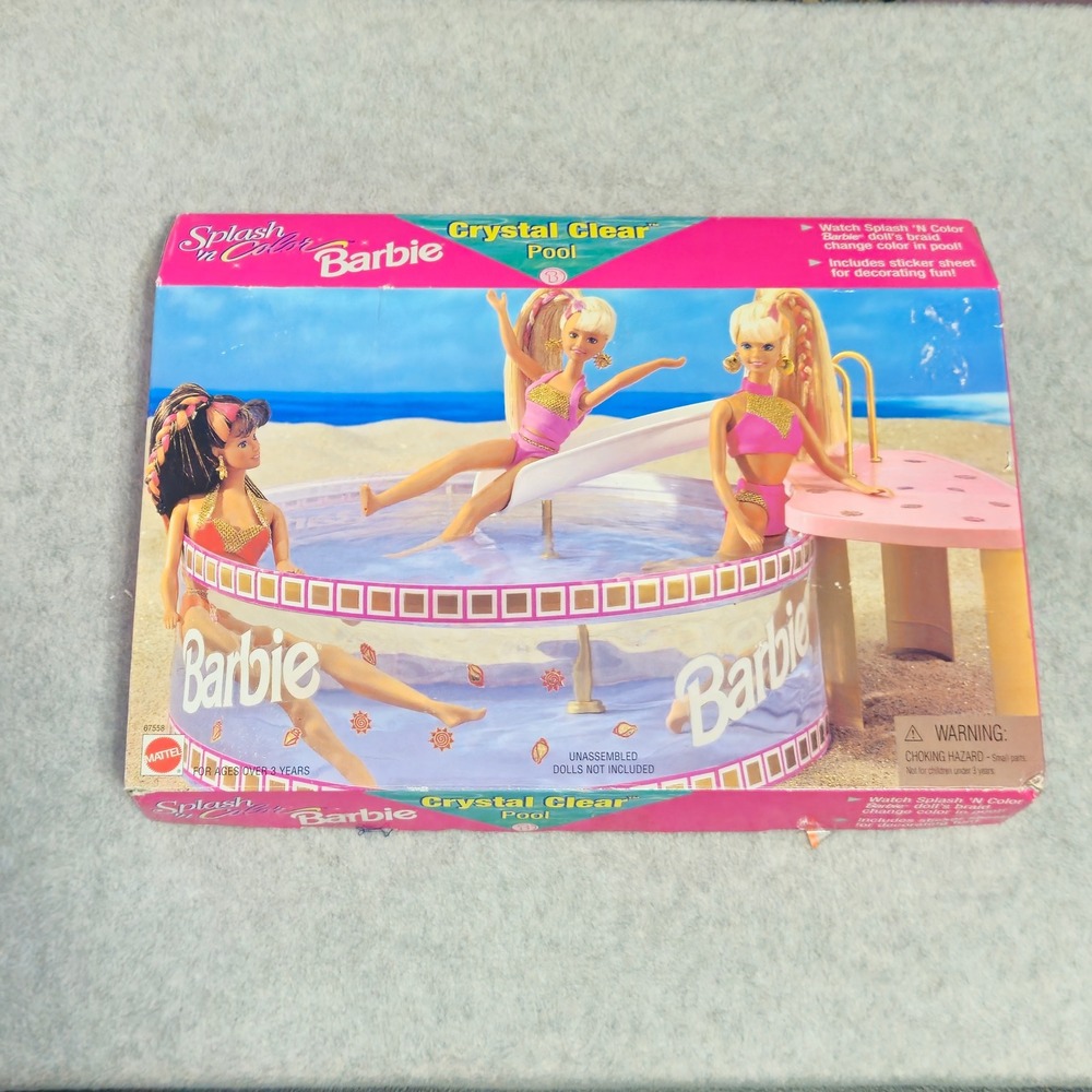 Mattel Splash n Color Barbie Crystal Clear Pool Playset 67558 Vintage 1996 New